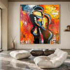Bold Colors with Abstract Figure "Vibrant Soul" Expressionist Painting On Canvas PS1196