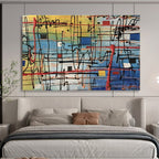 “Colorful Abstract Grid” - Abstract Expressionist Painting On Canvas DKS842