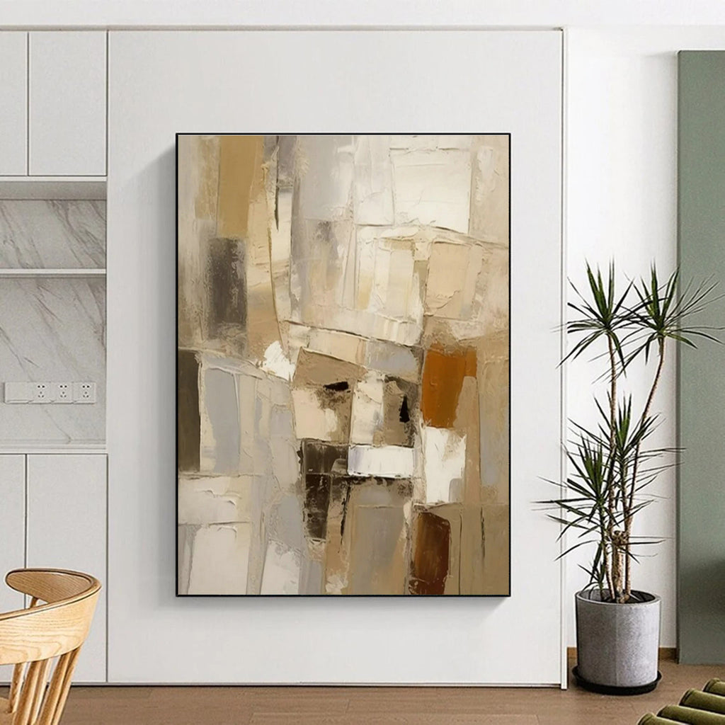 “Neutral Abstract Blocks” - Neutral Multicolor Abstract Painting PS0610