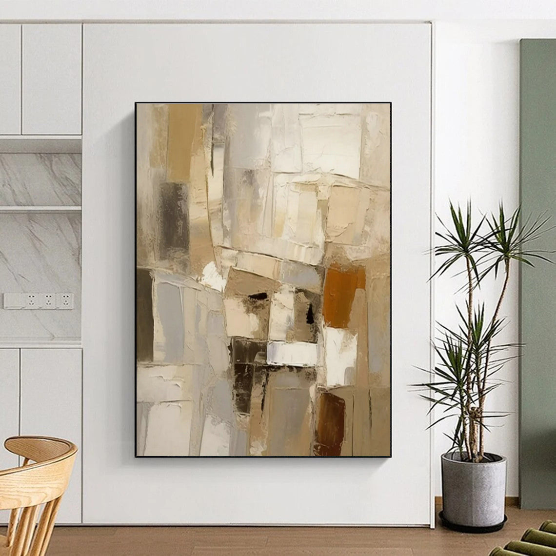 “Neutral Abstract Blocks” - Neutral Multicolor Abstract Painting PS0610