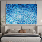 “Blue Swirl Abyss” - Blue Abstract, Impasto Oil Painting On Canvas DKS789