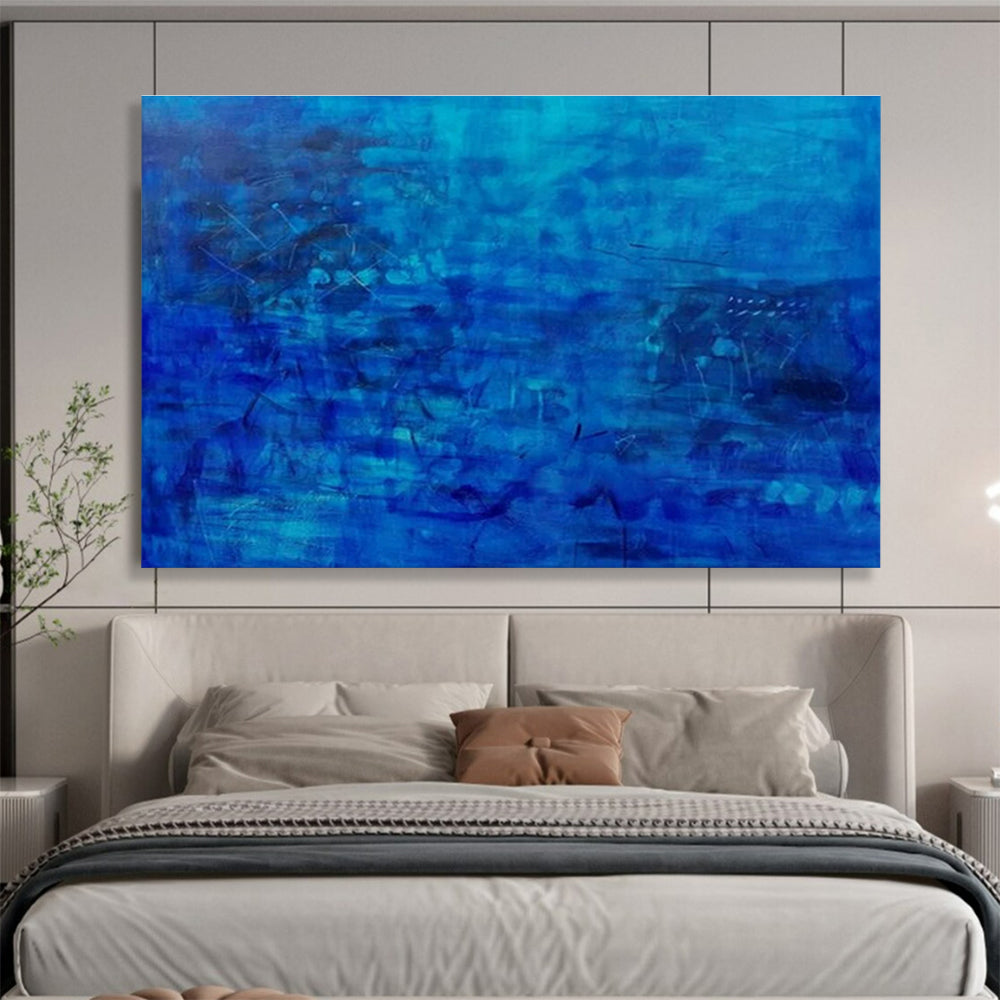 Deep Blue Abstract Painting On Canvas DKS072
