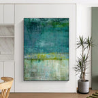 “Teal and Green Textured Abstract” - Abstract Expressionist Painting On Canvas PT2272