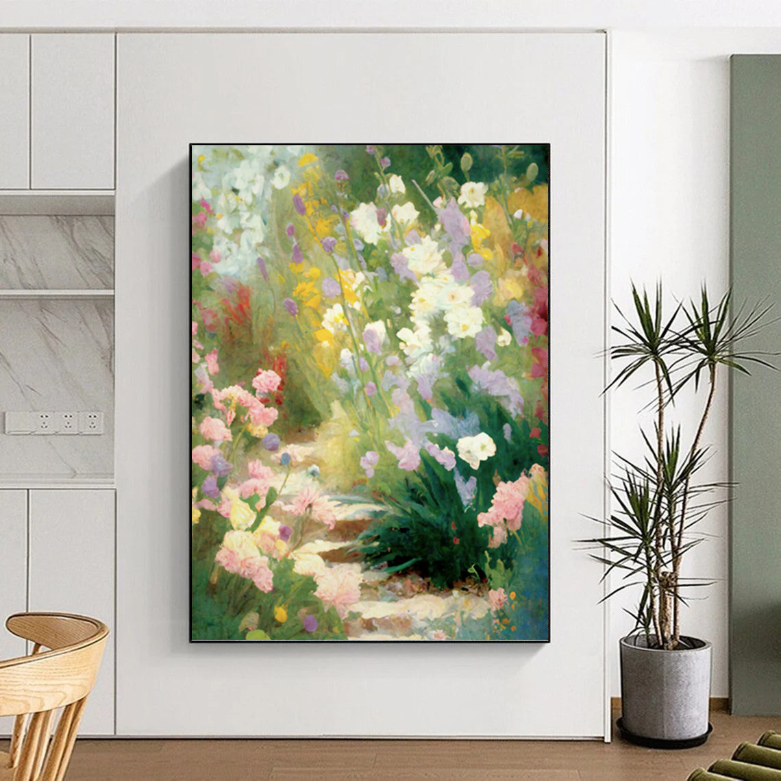 “Colorful Flower Garden” - Impressionist Landscape Painting On Canvas PT1356