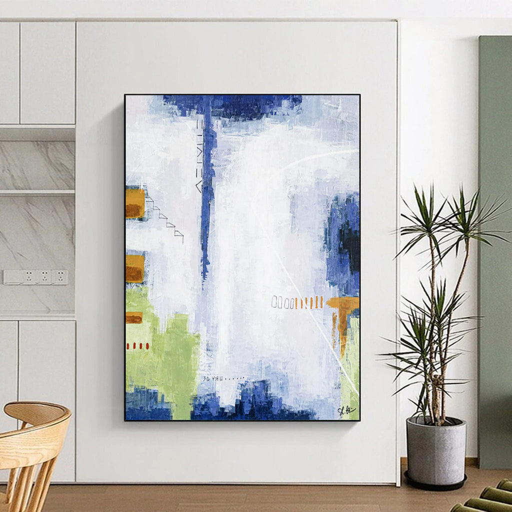 “Muted Tones Abstract Cityscape” - Abstract Urban Reflection Painting On Canvas PT2391