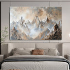 “Misty Mountain Peaks” - Impasto Landscape Painting On Canvas DKS466