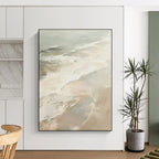 “Soft Beige & White Abstract” - Minimalist Abstract Painting On Canvas PS0421