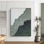 “Textured Green - Grey Abstract” - Minimalist Abstract Painting On Canvas PT1212