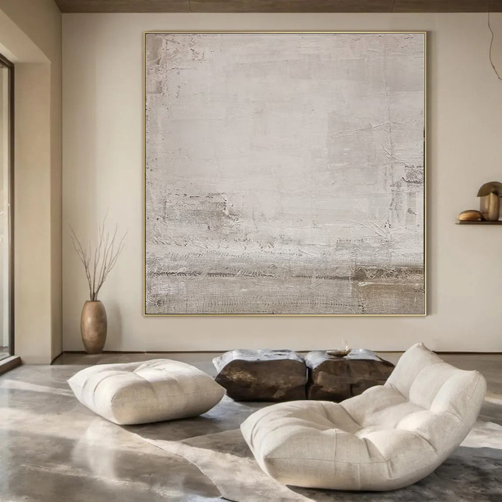 Light Gray Textured, "Subtle Stories" – Textured Abstract Painting On Canvas PS0981