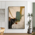 “Colorful Abstract Shapes with Curves” - Expressionist Abstract Painting On Canvas DS364