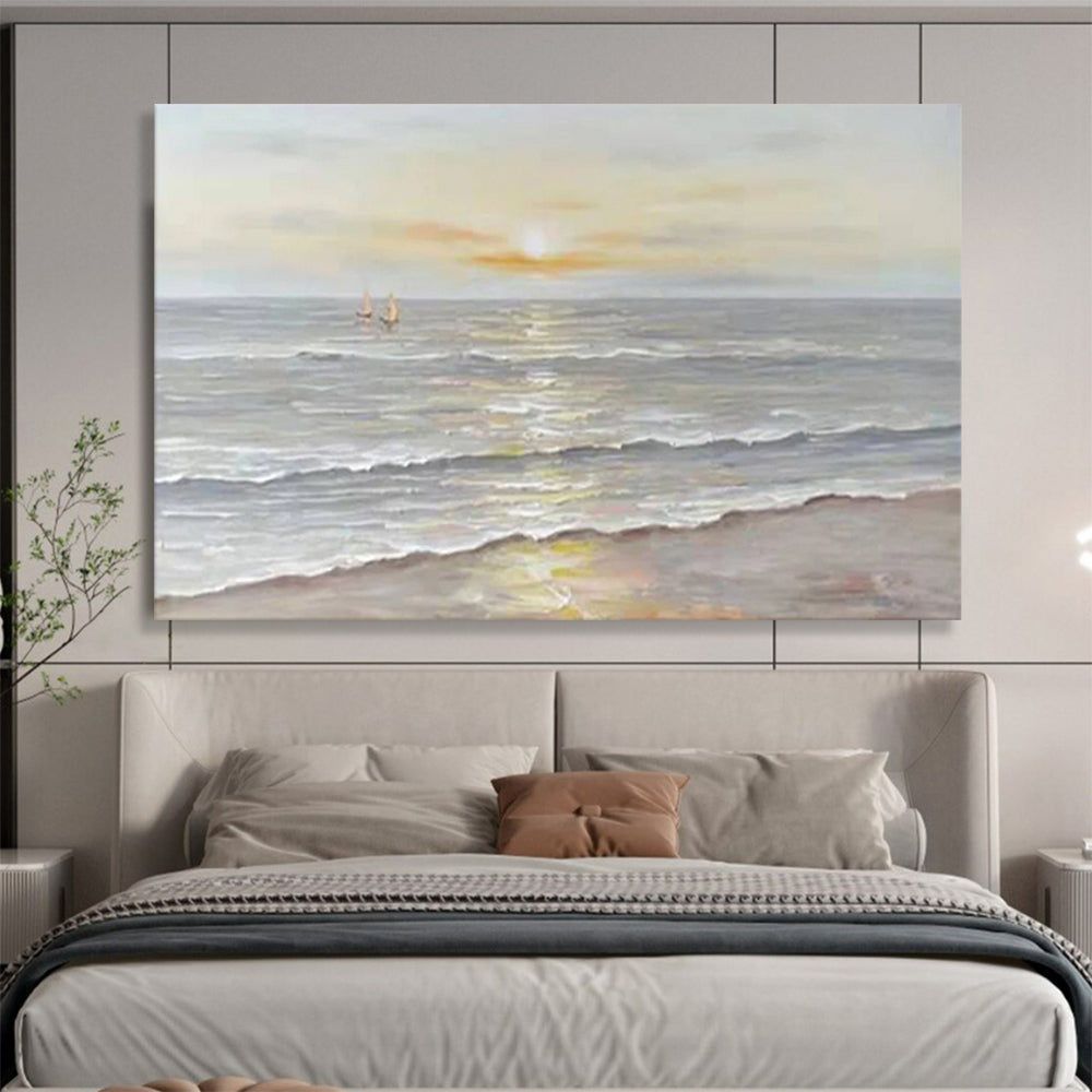 “Serene Sunset Seaside” - Impressionistic Landscape Painting On Canvas PT249