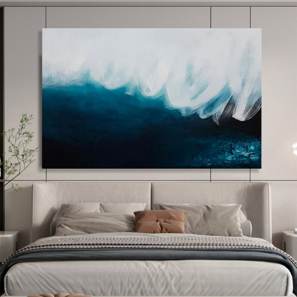 “Ocean Wave in Blues” - Minimalist Oil Painting on Canvas PT1498