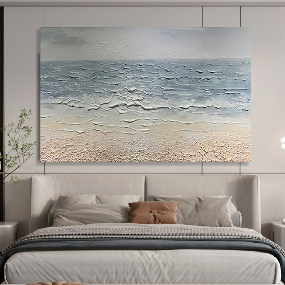 “Textured Gray Sea” - Impasto Oil Seascape Painting On Canvas DKS865