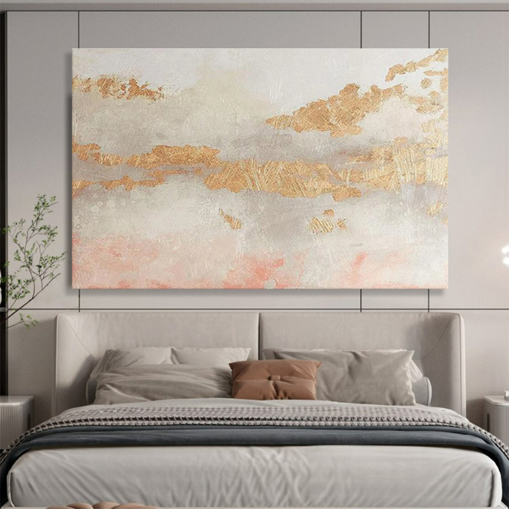 “Gilded Pastel Abstract” - Luxe Abstract Painting On Canvas DKS440