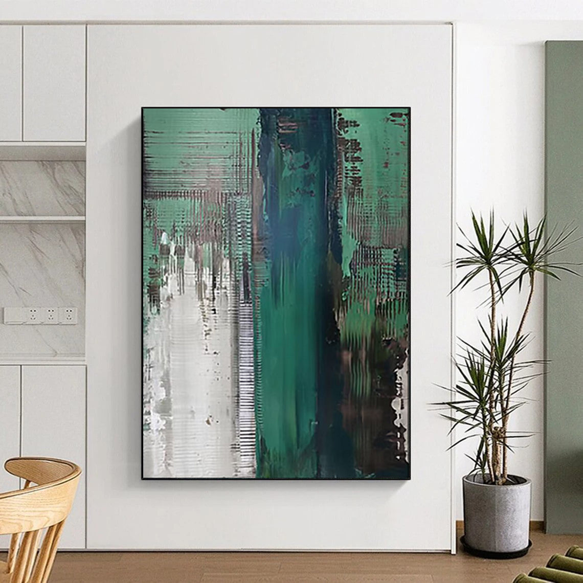 “Teal - Green Abstract Layers” - Abstract Painting On Canvas PT2021
