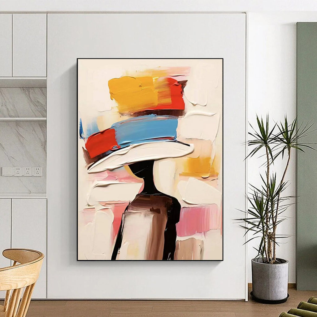 “Colorful Abstract Hat Figure” - Playful Fashion - Inspired Painting On Canvas DS324