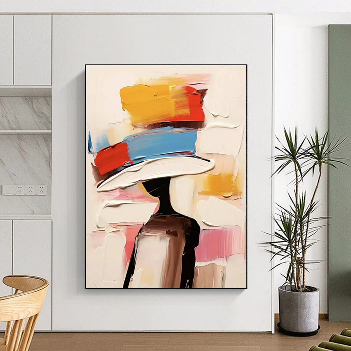 “Colorful Abstract Hat Figure” - Playful Fashion - Inspired Painting On Canvas DS324