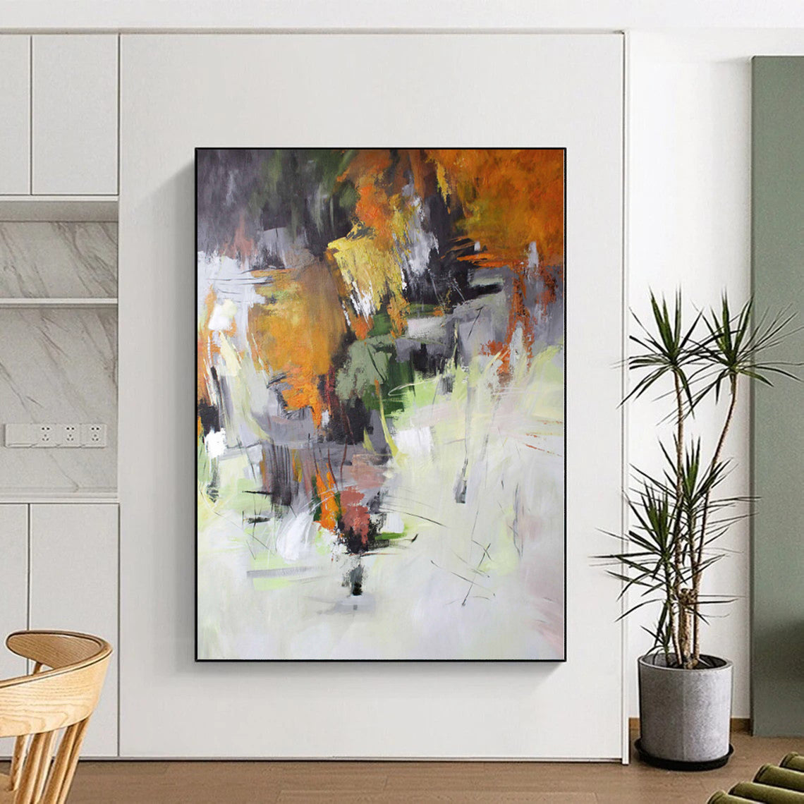 “Vibrant Abstract of a Colorful Landscape” - Fauvist Abstract Painting On Canvas PS0261