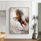“Dynamic Horse in Motion” - Impressionist - Inspired Animal Painting On Canvas PT1431