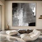 Gray, Black and White with Textured Layers "Urban Shadow" Abstract Painting On Canvas PS1124