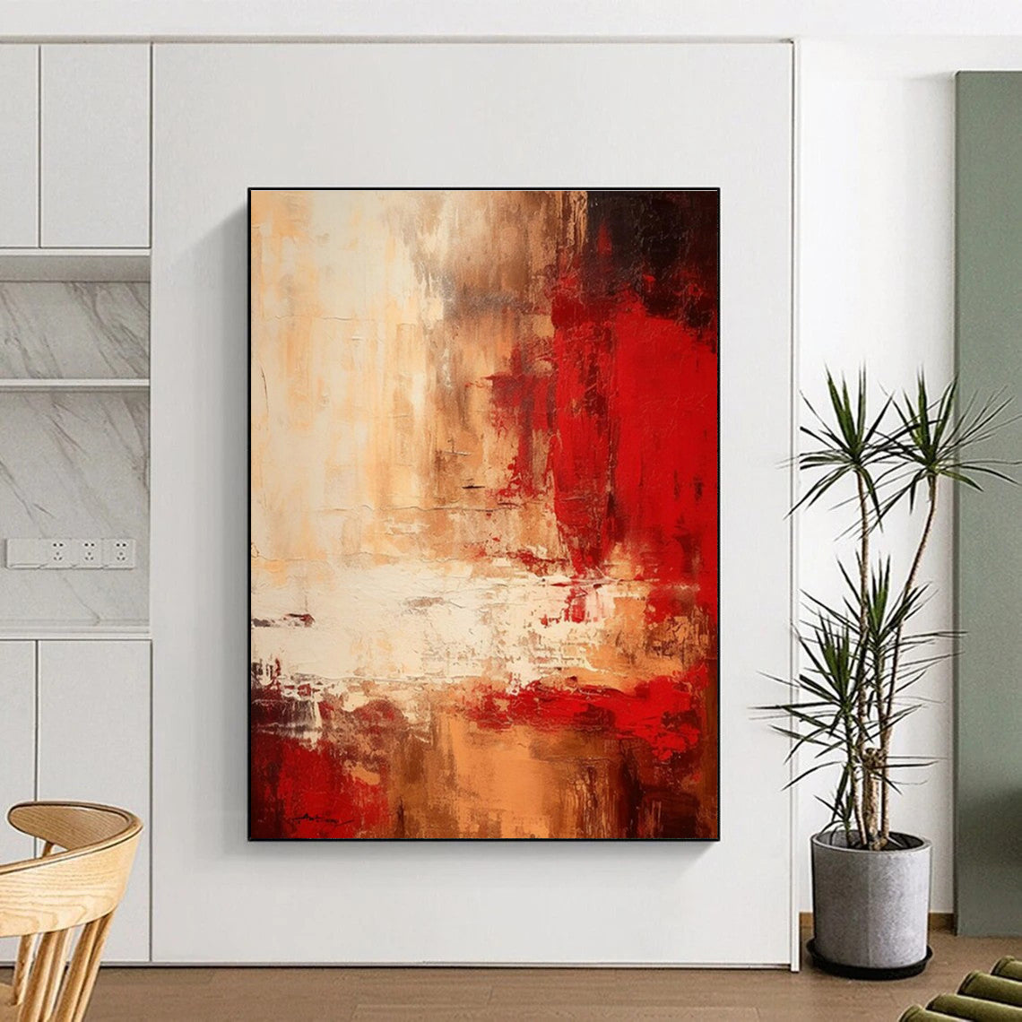 Warm Brown - Red Charm - Mainly Brown - Red and Off - White - Abstract Expressionism PS0774