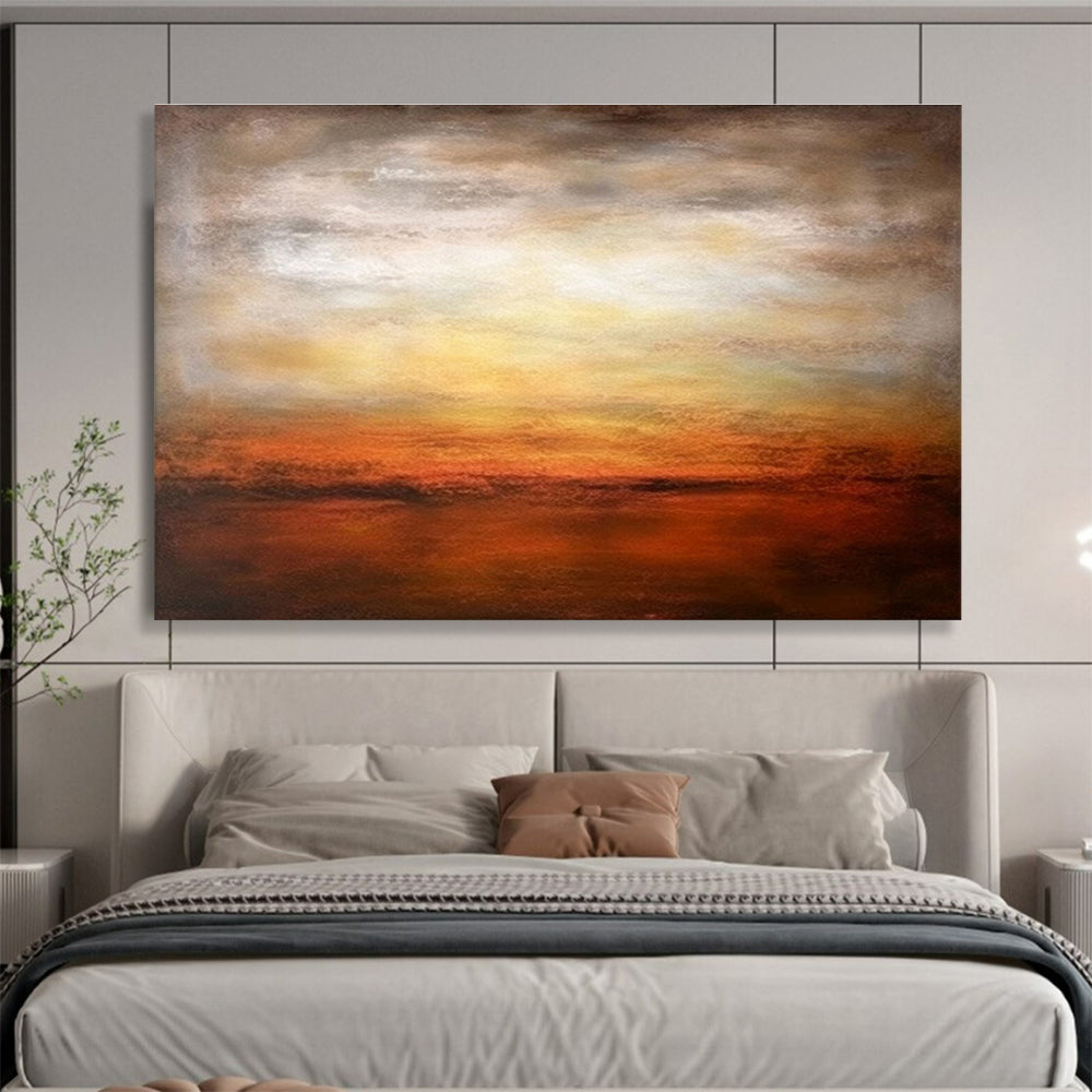 Warm Sunset Horizon - Gradient Landscape Painting On Canvas DKS343