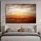 Warm Sunset Horizon - Gradient Landscape Painting On Canvas DKS343