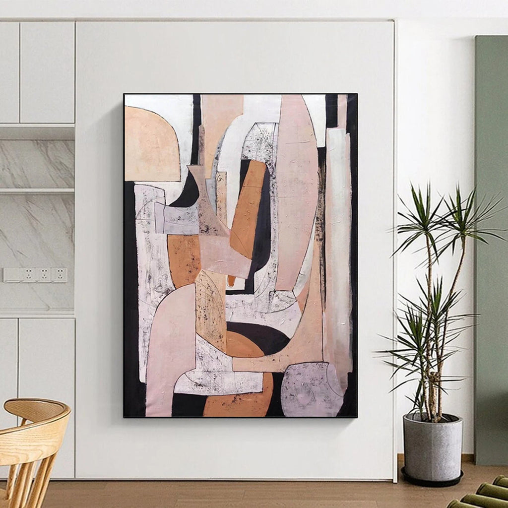 “Neutral Tones Geometric Abstract” - Earthy Shapes in a Modern Composition Painting On Canvas DS252