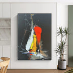 Black, Red, Yellow, White Bold Strokes “Night Fiesta” - Painting On Canvas PS0812