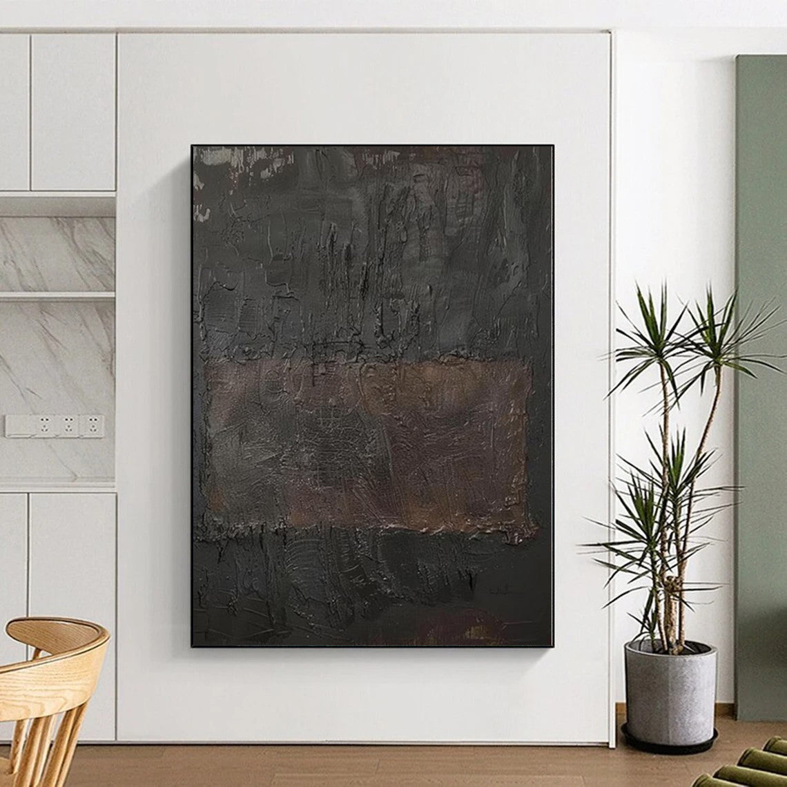 “Dark Textured Abstract” - Mysterious Abstract Painting On Canvas PS0103