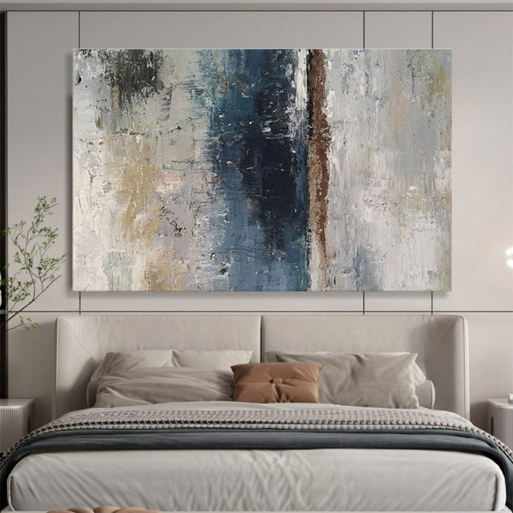 “Blue - Grey Textured Silence” Abstract Painting On Canvas DKS293