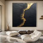“Black - Gold Textured Abstract” - Luxe Abstract Painting On Canvas PS0167