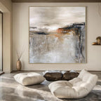 Beige, Gray and Brown with Subtle Textures "Desert Dawn" Abstract Landscape Painting On Canvas PS1128