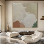 Beige, Brown, Green with Soft Shapes "Earth Tones" Abstract Painting On Canvas PS1433