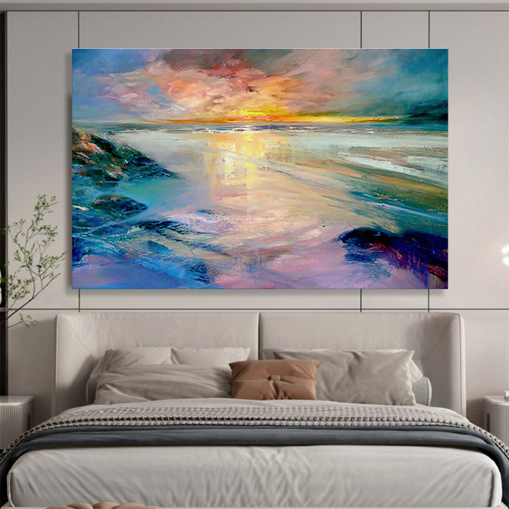 “Vibrant Sunset Beach” Landscape Painting DKS213