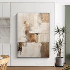 “Neutral Textured Abstract” - Minimalist Abstract Painting On Canvas PT1310