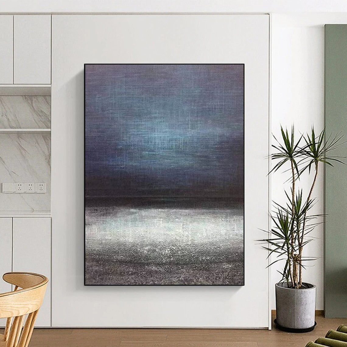 “Dark Tones Minimalist Landscape” - Deep Shades with a Calming Horizon Painting On Canvas DS259