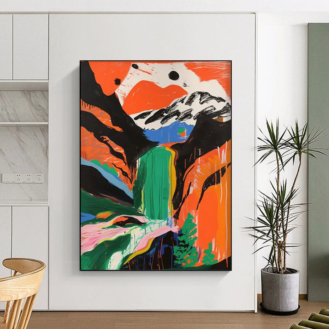 Colorful Canyon: Waterfall of Dreams Painting On Canvas DS105