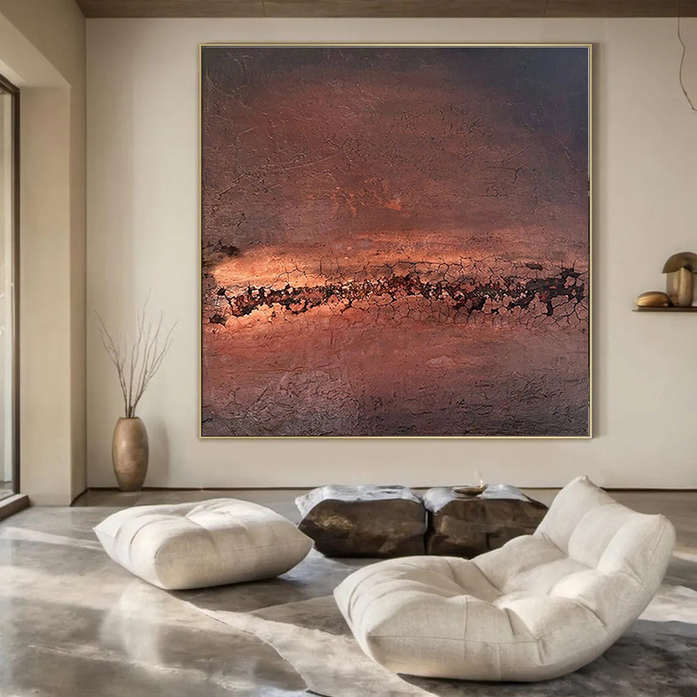 Brown and Orange Textured, "Desert Crackle" – Textured Abstract Painting On Canvas PS0953
