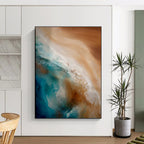 “Beach Waves in Resin” - Blue, Brown, White Abstract Seascape Resin Art PS0765