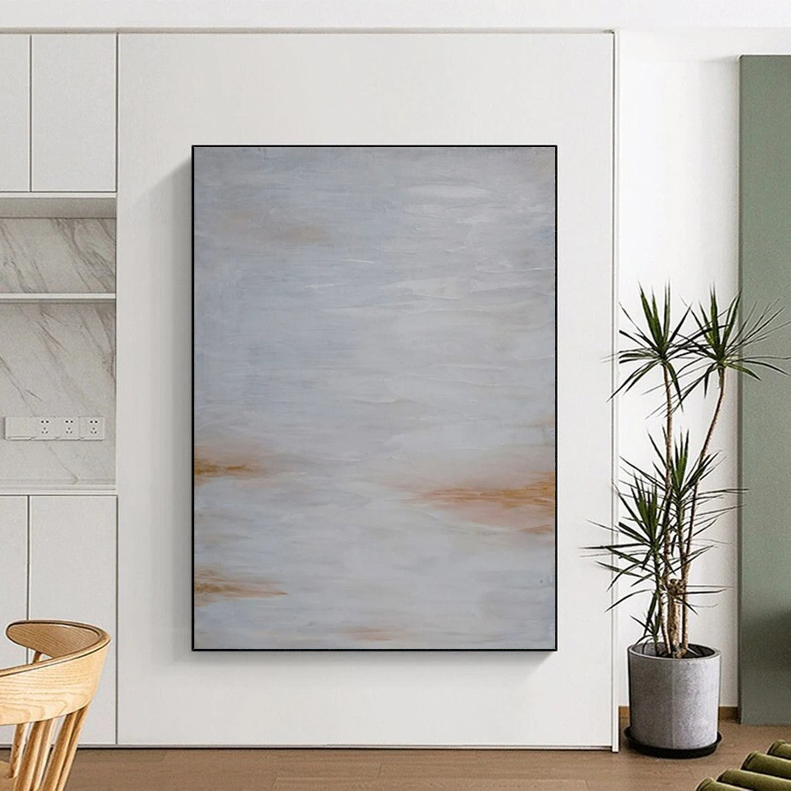 “Gray - Beige Abstract” - Minimalist Landscape Painting On Canvas PT2322