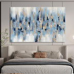 “Blue and Gold Abstract Strokes” - Abstract Acrylic Painting, Ideal for Living Room & Office DKS601