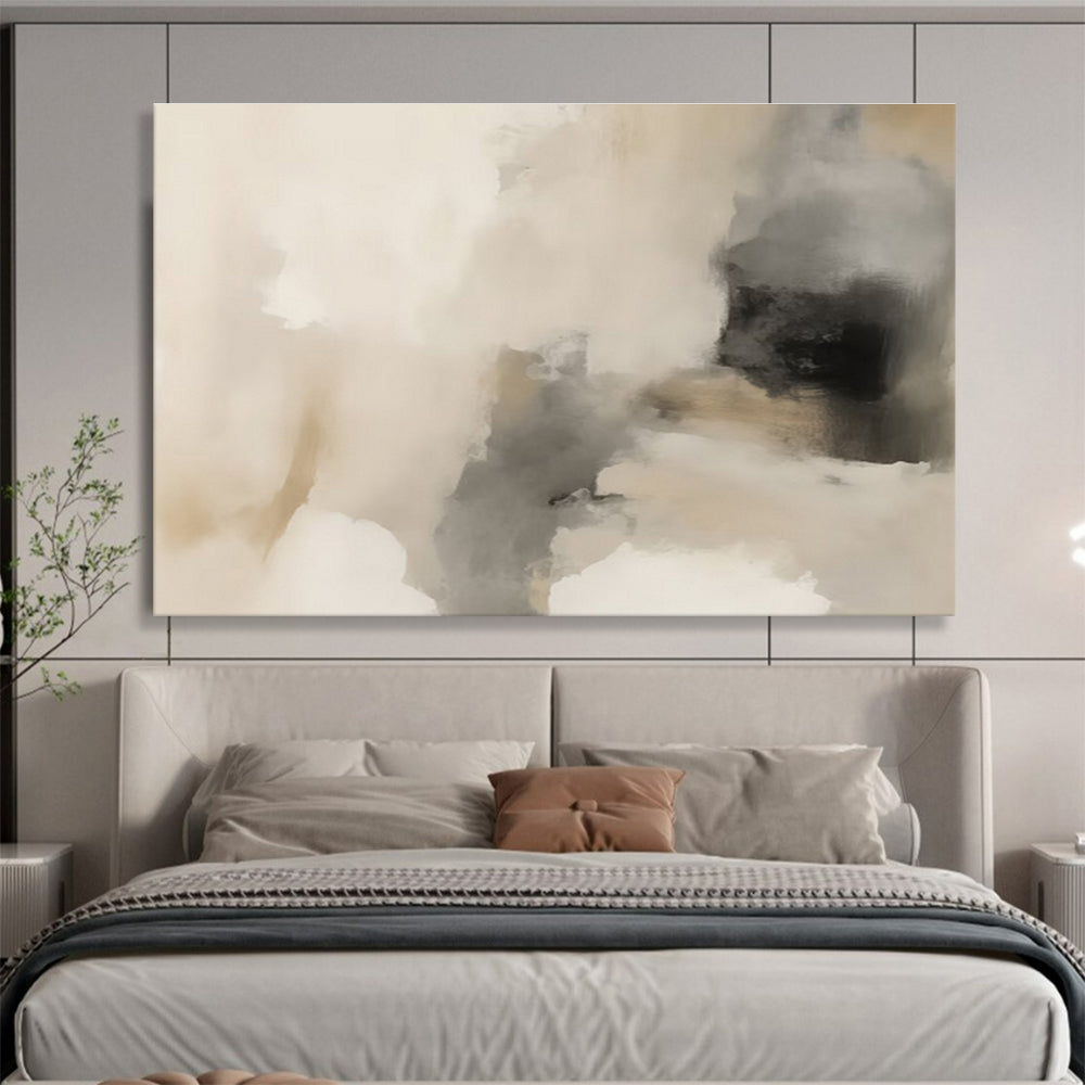 “Beige - Grey Abstract Mist” Abstract Painting On Canvas DKS239