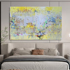 “Bright Yellow Abstract Layers” Abstract Painting On Canvas DKS194