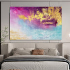 Purple, Gold & Blue Dreamy Abstract Painting On Canvas DKS015