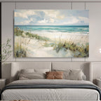 Coastal Serenity in Blue - Green Landscape Painting On Canvas DKS171