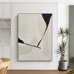 “Black and White Geometric Abstract” - Minimalist Geometric Painting On Canvas PT2249