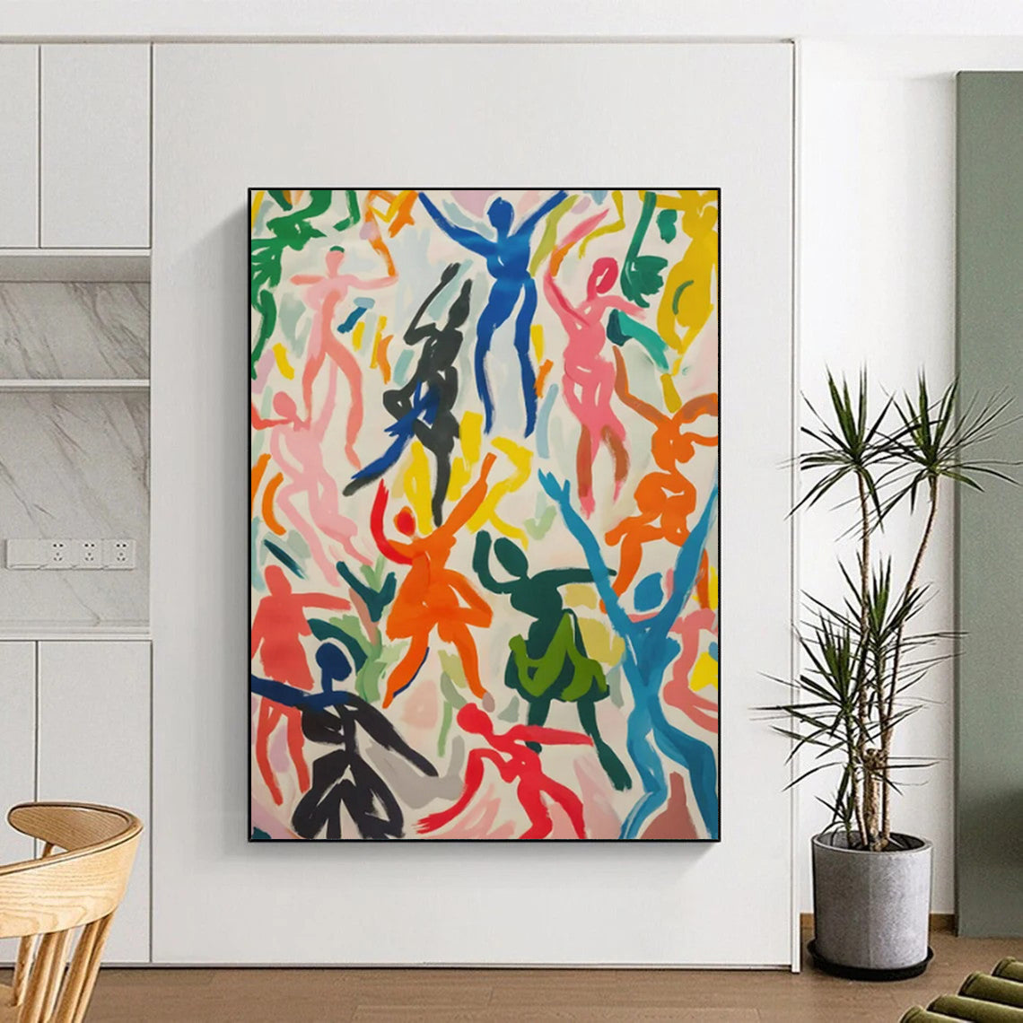 “Colorful Dancing Figures” - Fauvist Figurative Painting On Canvas PT2257