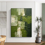 “Textured Green Abstract” - Impasto Abstract Painting On Canvas PT2277