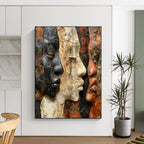 Faces in Relief Mixed - Media Textured Portraits, Painting On Canvas PT2157